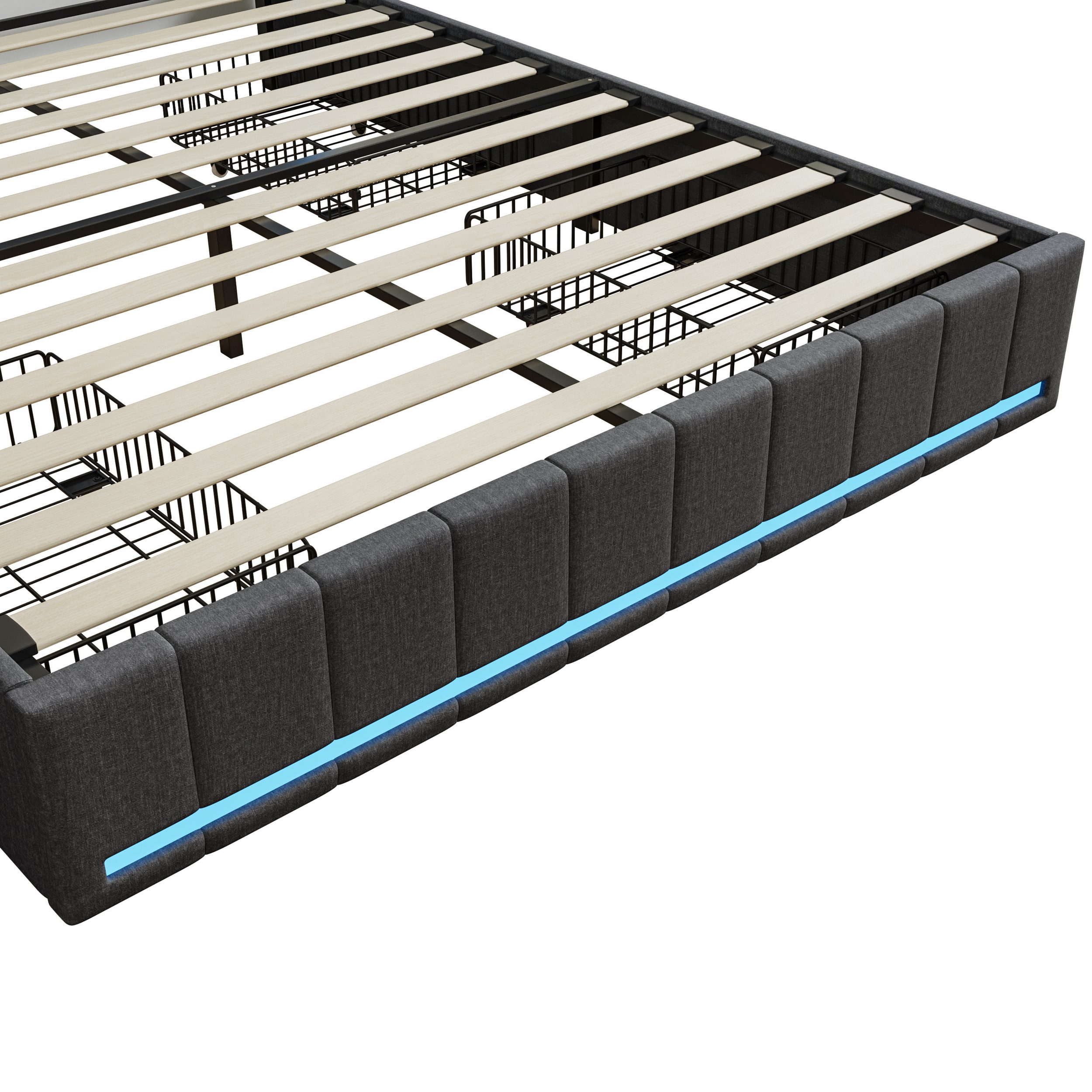 Polsterbett LED Doppelbett-grau 1